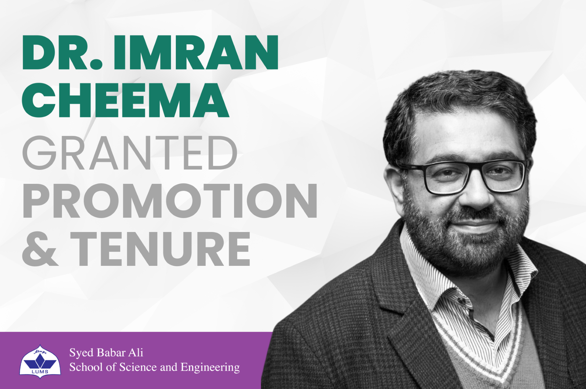 Dr. Imran Cheema Granted Promotion and Tenure SBASSE